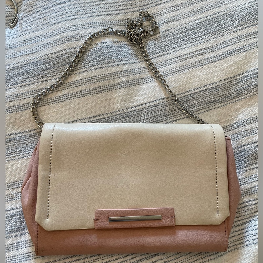 Pink and white clutch